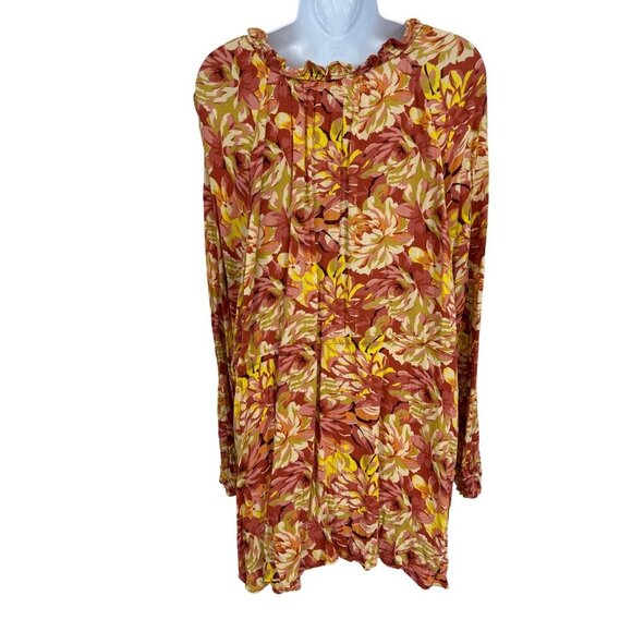 Torrid Esther Rust Floral Long Sleeve V-Neck Peasant Top Size 4X - Picture 2 of 9